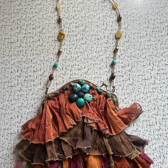 Mary Frances 'Rock my Soul' evening bag embellished with genuine turquoise. - Picture 2 of 3